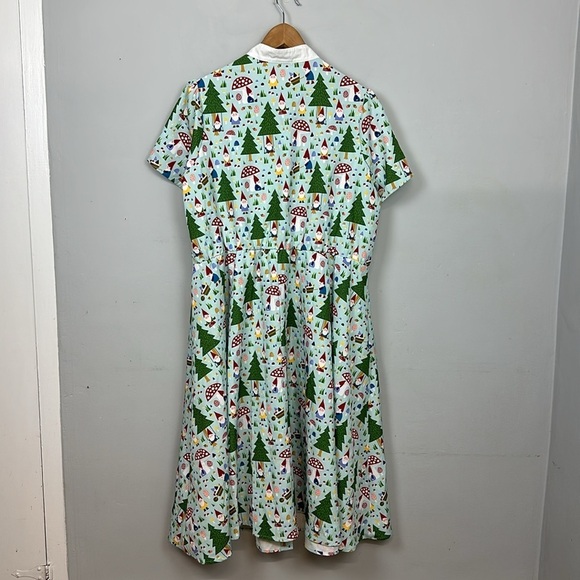NWOT Unique Vintage Cora Swing Dress – Forest Gnome Christmas Scene Sz 3X - Picture 10 of 14